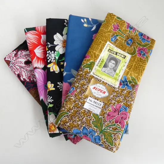 5 NEW INDONESIAN BATIK COTTON SARONGS 1000 X 1700MM