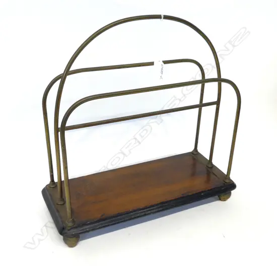 ANTIQUE MAHOGANY & BRASS MUSIC/MAGAZINE RACK