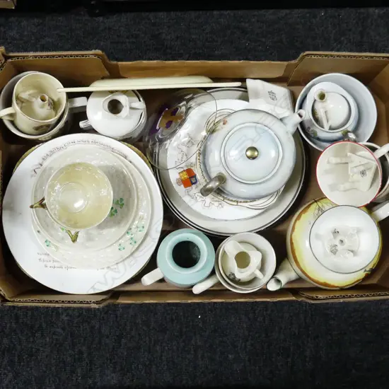 BOX LOT ASST. CHINA; ROYALS, BELLEEK ETC