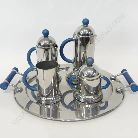4 PC CROME TEASET ON TRAY HANDLE TO TRAY LOOSE