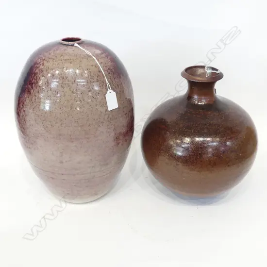 2 LARGE POTTERY VASES H 360 MM