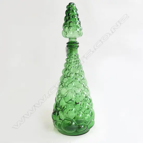 TALL GREEN GENIE BOTTLE, WEDDING PRESENT  IN THE 1970S. H. 410mm