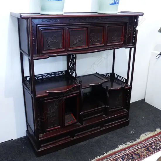 ORIENTAL ROSEWOOD SHELVES 1220x355x1270mm one door requires adjustment