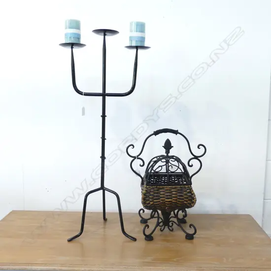 **RTV** ORNATE BASKET H.450mm + METAL CANDLE STAND H.810mm RTV