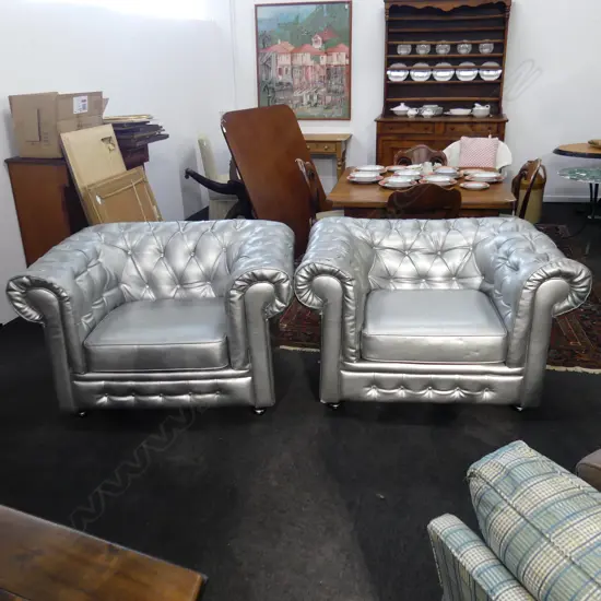 PR SILVER CHESTERFIELD ARMCHAIRS 1220x900x750mm
