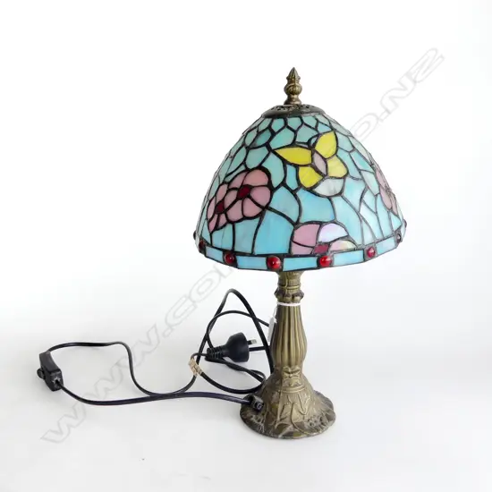 TIFFANY STYLE LEAD LIGHT TABLE LAMP H.360mm