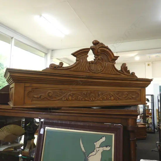 2 WOODEN PEDIMENTS / PELMETS W.1260mm