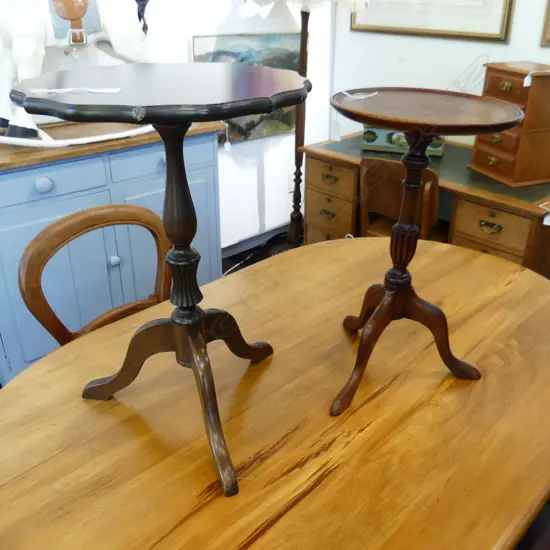 2 MAHOGANY WINE TABLES H.570 / 515mm