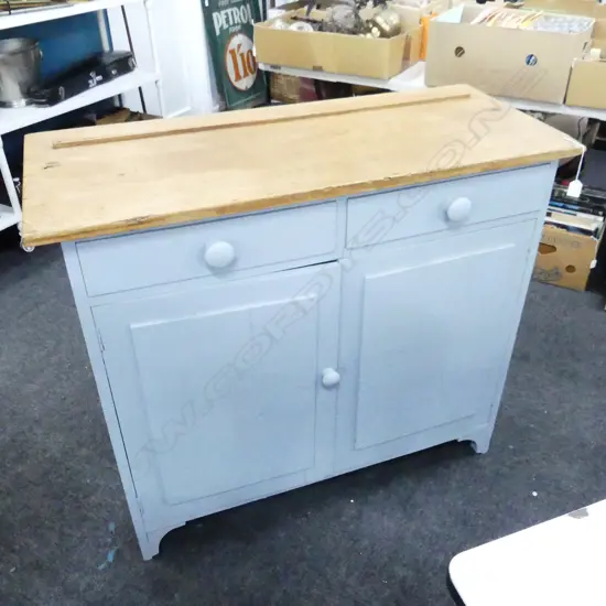PALE BLUE PAINTED KITCHEN DRESSER 1065x455x940mm (Some Borer)