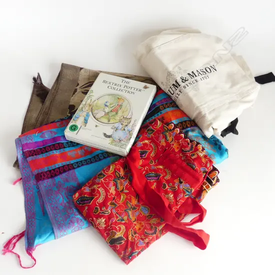 BOX LOT - TWO SCARVES & TWO APRONS - INCLUDING FORTNUM & MASON APRON - NEW