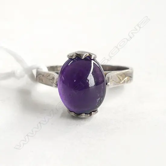 STG SILVER AMETHYST RING 2.9gms SIZE N