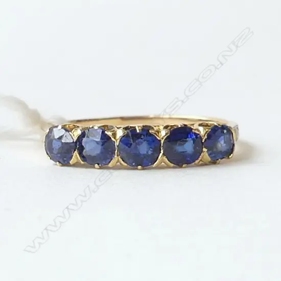 18ct SAPPHIRE & DIAMOND BRIDGE RING 1.7gm size N