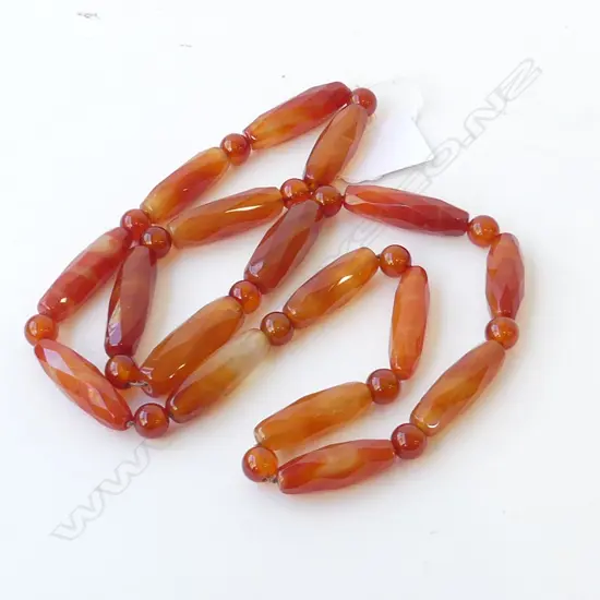 QUALITY LONG FACETED CARNELIAN AGATE NECKLACE 80CM