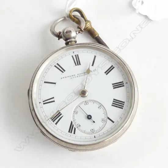 S/SILVER OPEN FACE POCKET WATCH & KEY