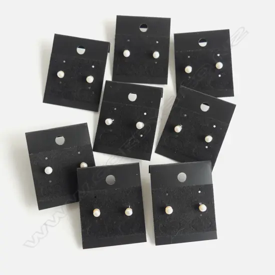 8 pairs SILVER & PEARL EARRINGS 