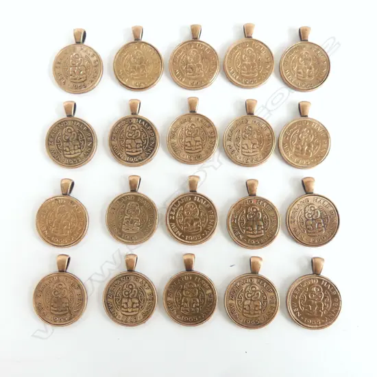 20 MODERN COPPER 1950's/ 60's NZ half penny PENDANTS