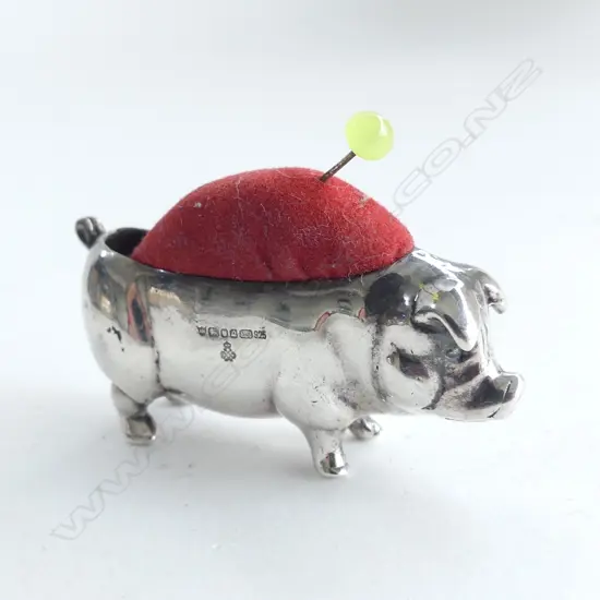 S/SILVER PIG PIN CUSHION L40MM 27GRMS