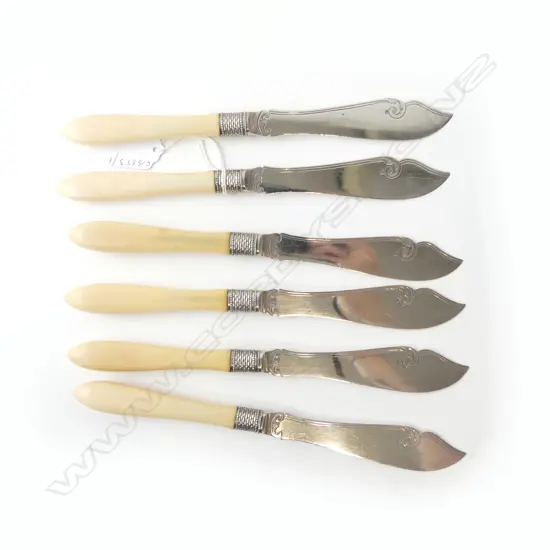 6 STG SILVER AND IVORY KNIVES SHEFFIELD 1867 BLADES HALLMARKED 305 GRMS L. 225 MM