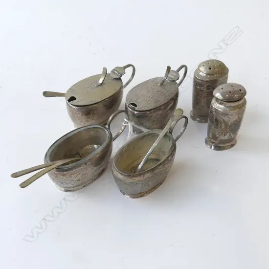 6 STG SILVER CONDIMENTS