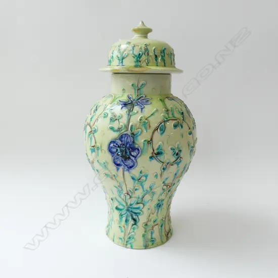 LIDDED GREEN GINGER JAR H.390mm