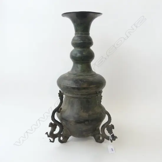ORIENTAL BRONZE VASE w. 3 DRAGONS H.540mm