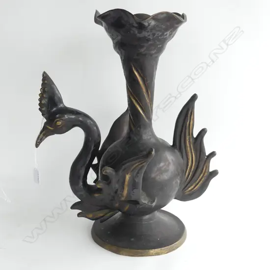 HEAVY BRASS ORIENTAL PHOENIX VASE H.500mm