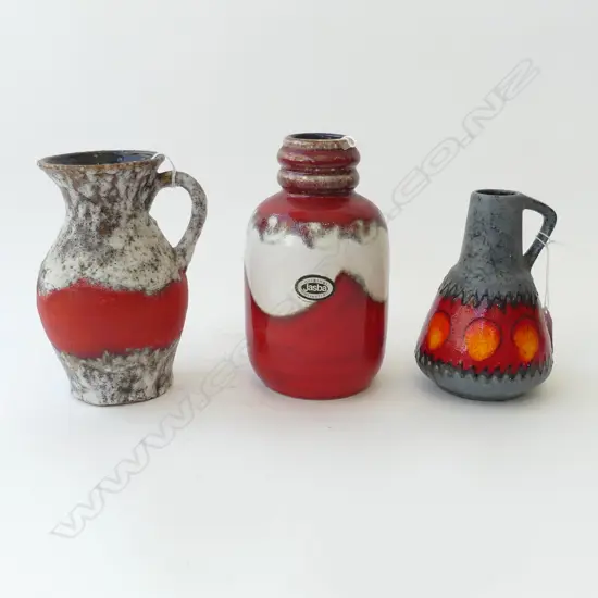 TRIO VINTAGE GERMAN VASES, H.200/180/160mm