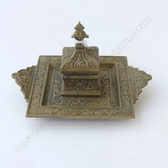 VINTAGE BRASS INKWELL