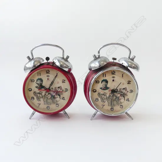 2 CHAIRMAN MAO STYLE ALARM CLOCKS H.165mm