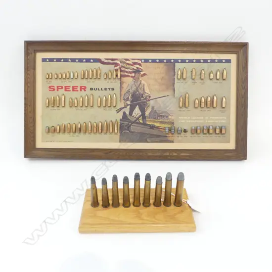 2 BULLET DISPLAYS; MOUNTED & FRAMED 230x480mm