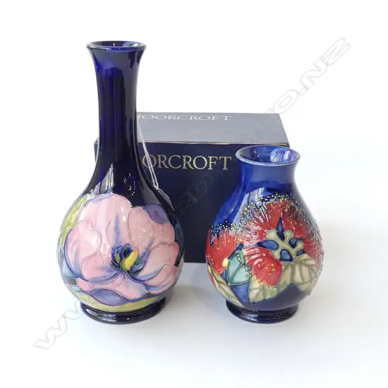 2 MOORCROFT VASES; H.210, 130mm