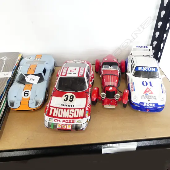 4 1:18 MODEL CARS; KYOSHO FERRARI 365, ANSON PORSCHE 911, SIGNATURE 1934 ASTON MARTIN, JOUEF EVOLUTION FORD GT40...