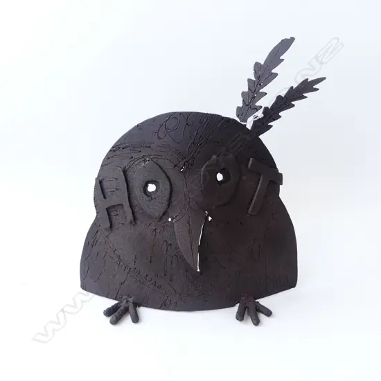 JAMES WRIGHT CORTEN STEEL OWL SCUPTURE 'WHATA HOOT' H.360mm