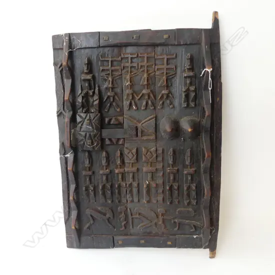 TRIBAL CARVED WOODEN DOOR PANEL 685x450mm