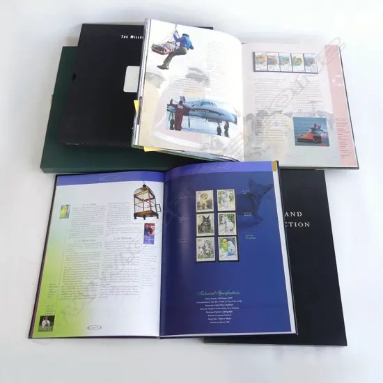 4 NZ STAMP COLLECTIONS: 1996. 1999. THE MILLENNIUM ALBUM & HERITAGE STAMP COLLECTIONS