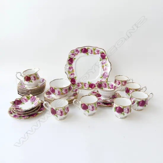 ROYAL ALBERT COUNTRY ROSES TEA SET, ETC