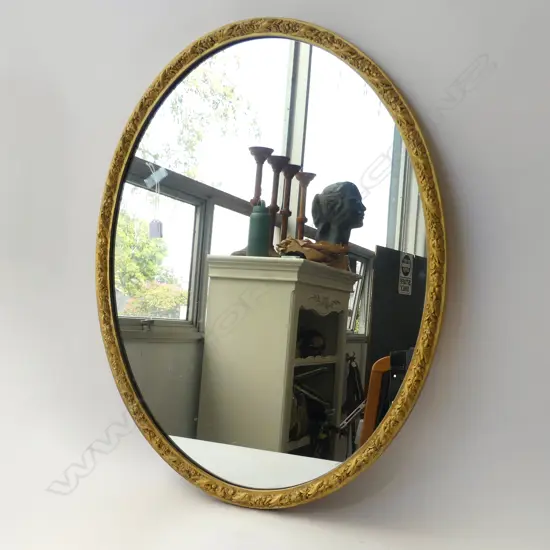 OVAL GOLD FRAMED MIRROR 920x710mm