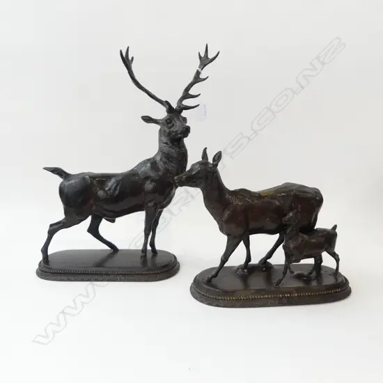 SPELTER STAG & FOE DEER H.410mm