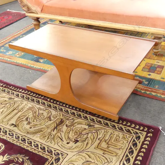 RETRO MAHOGANY 'DON-LORONG' COFFEE TABLE maker's label underneath 960 x 480 x 425mm