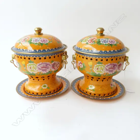 2 CLOISONNE HOT POTS H230mm