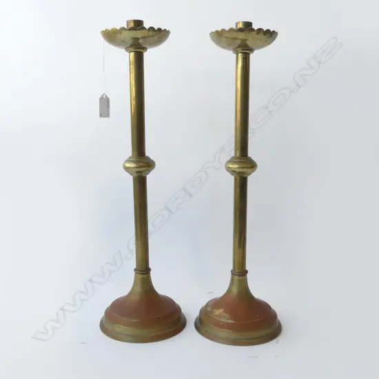 PR VINTAGE BRASS CANDLE STANDS H480mm