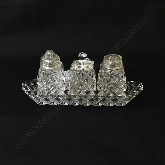  WINDSOR CUT CRYSTAL CONDIMENT SET