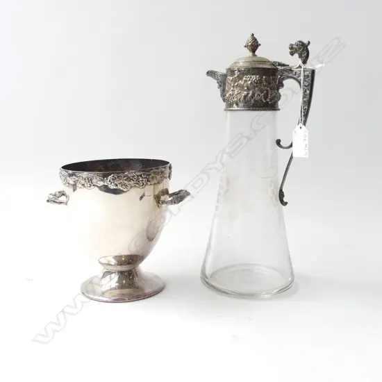 SILVER PLATE CLARET JUG H.295mm & ICE BUCKET