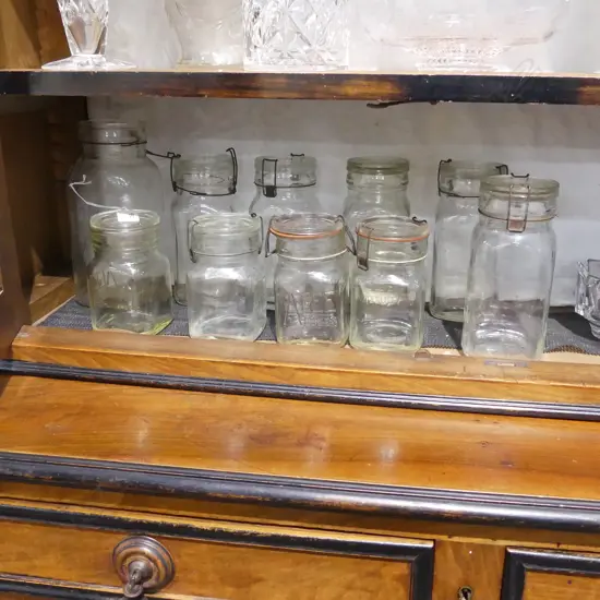 10 AGEE GLASS JARS (1 NO LID) H.240mm