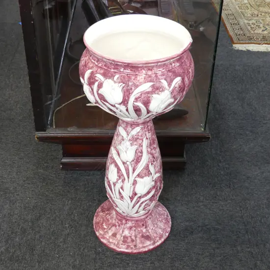 PINK JARDINERE H.690mm, RIM REPAIRED