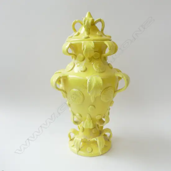 LG YELLOW CERAMIC LIDDED URN H.460mm FAULTS
