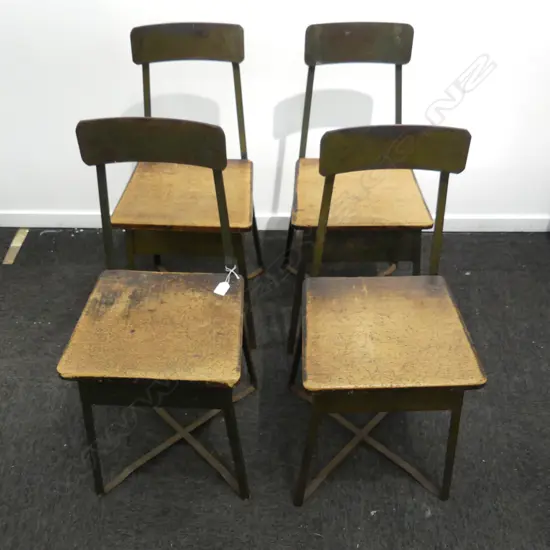 FOUR INDUSTRIAL CHAIRS  BY British United Shoe Machinery Co 355x305x820mm