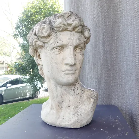 MICHELANGELO DAVID BUST - A large and heavy sculptural head, of Michelangelo's David. H.400mm.