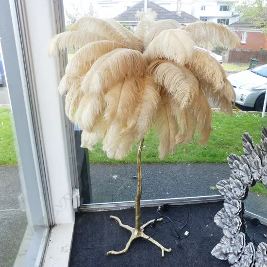 OSTRICH FEATHER FLOOR LAMP H.1500mm (WORKING)