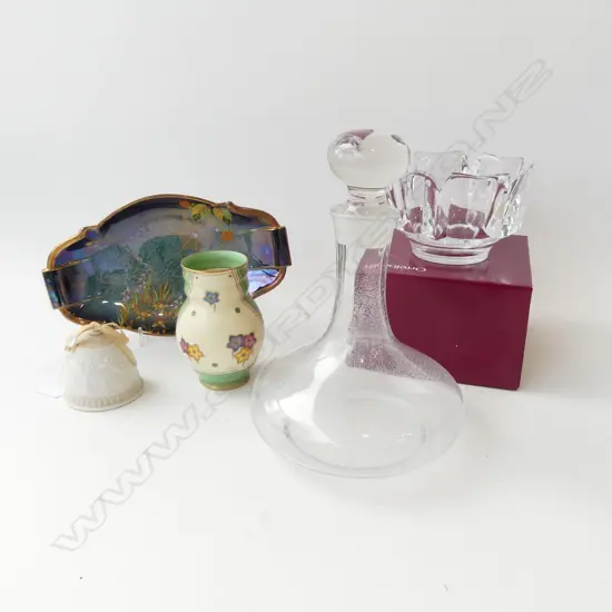 ORREFORS BOWL, 145mm dia, BOXED, DECANTER, WEDGWOOD VASE, CROWN DEVON, LLADRO BELL, CARLTON WARE DISH W.270mm